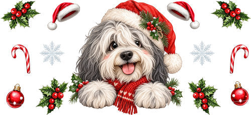 Havanese Christmas UV DTF Cup Wrap for 16oz Libbey Can KA-19298