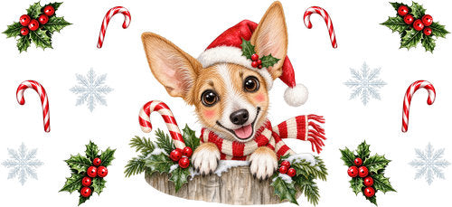 Chihuahua Christmas UV DTF Cup Wrap for 16oz Libbey Can KA-19299