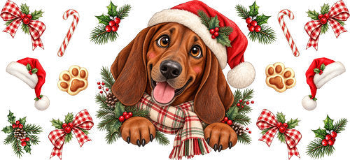 Dachshund Christmas UV DTF Cup Wrap for 16oz Libbey Can KA-19303