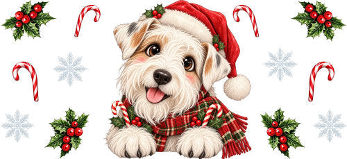 West Highland Terrier Christmas UV DTF Cup Wrap for 16oz Libbey Can KA-19304