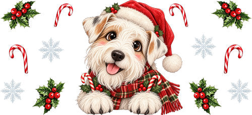 West Highland Terrier Christmas UV DTF Cup Wrap for 16oz Libbey Can KA-19304