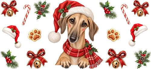 Greyhound Christmas UV DTF Cup Wrap for 16oz Libbey Can KA-19305