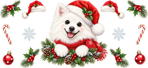 Samoyed Christmas UV DTF Cup Wrap for 16oz Libbey Can KA-19311