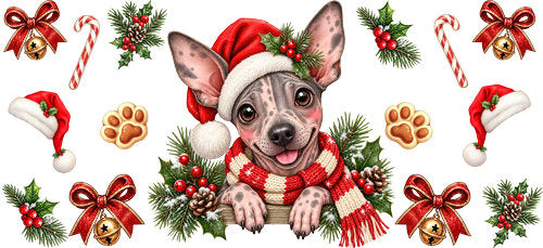 American Hairless Terrier Christmas UV DTF Cup Wrap for 16oz Libbey Can KA-19312