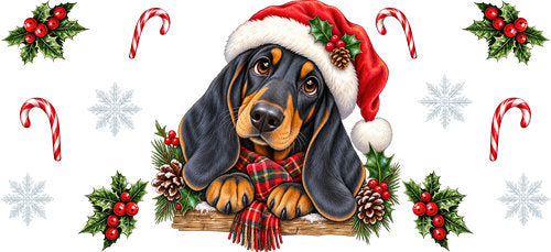 Dachshund Christmas UV DTF Cup Wrap for 16oz Libbey Can KA-19319