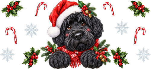 Black Russian Terrier Christmas UV DTF Cup Wrap for 16oz Libbey Can KA-19320