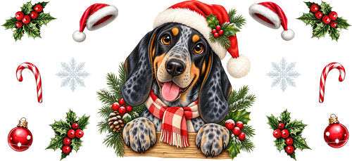 Coonhound Christmas UV DTF Cup Wrap for 16oz Libbey Can KA-19322