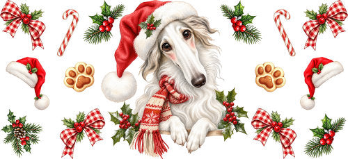 Afghan Hound Christmas UV DTF Cup Wrap for 16oz Libbey Can KA-19324