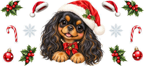 Cavalier King Charles Spaniel Christmas UV DTF Cup Wrap for 16oz Libbey Can KA-19326