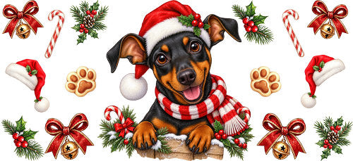 Miniature Pinscher Christmas UV DTF Cup Wrap for 16oz Libbey Can KA-19328