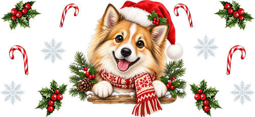 Corgi Christmas UV DTF Cup Wrap for 16oz Libbey Can KA-19330