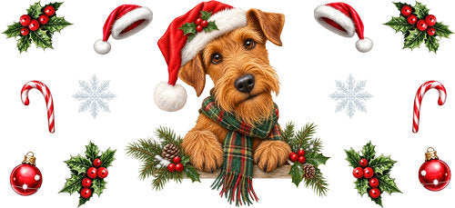 Airedale Terrier Christmas UV DTF Cup Wrap for 16oz Libbey Can KA-19331