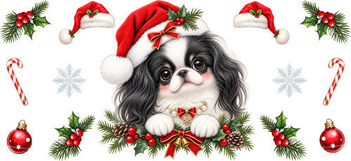 Japanese Chin Christmas UV DTF Cup Wrap for 16oz Libbey Can KA-19332