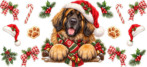 Leonberger Christmas UV DTF Cup Wrap for 16oz Libbey Can KA-19335