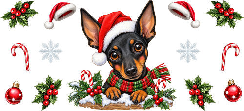 Miniature Pinscher Christmas UV DTF Cup Wrap for 16oz Libbey Can KA-19336