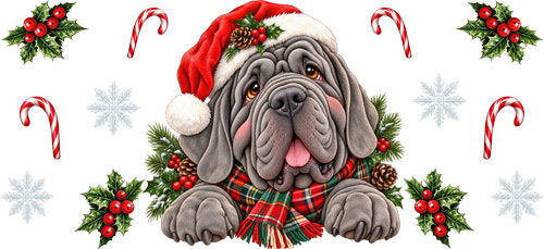 Neapolitan Mastiff Christmas UV DTF Cup Wrap for 16oz Libbey Can KA-19339