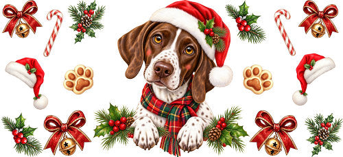 German Shorthaired Pointer Christmas UV DTF Cup Wrap for 16oz Libbey Can KA-19343