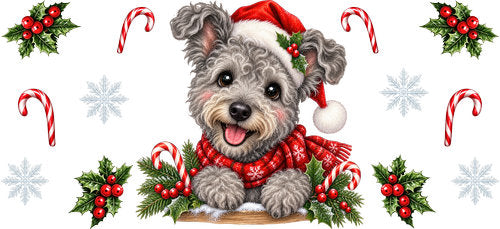 Miniature Schnauzer Christmas UV DTF Cup Wrap for 16oz Libbey Can KA-19344