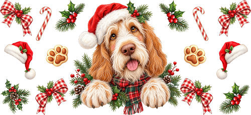 Labradoodle Christmas UV DTF Cup Wrap for 16oz Libbey Can KA-19350