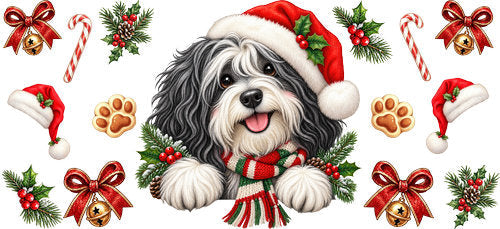 Havanese Christmas UV DTF Cup Wrap for 16oz Libbey Can KA-19353