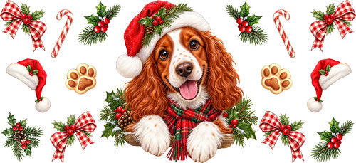 Irish Setter Christmas UV DTF Cup Wrap for 16oz Libbey Can KA-19355