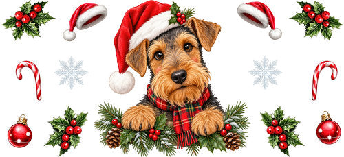 Airedale Terrier Christmas UV DTF Cup Wrap for 16oz Libbey Can KA-19356