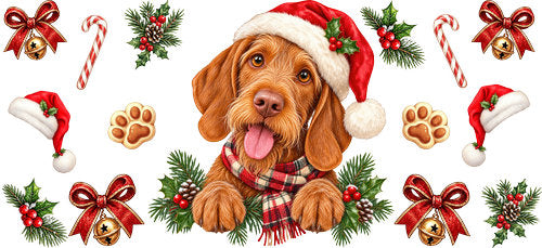 Vizsla Christmas UV DTF Cup Wrap for 16oz Libbey Can KA-19358
