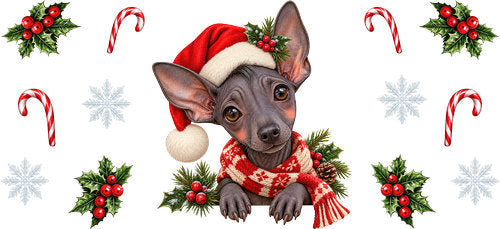 Xoloitzcuintli Christmas UV DTF Cup Wrap for 16oz Libbey Can KA-19359