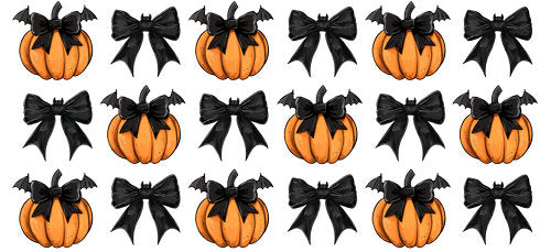 Black Bow Pumpkin UV DTF Cup Wrap for 16oz Libbey Can KA-19363