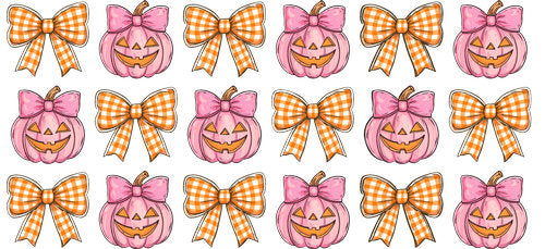 Pink Pumpkin Bow UV DTF Cup Wrap for 16oz Libbey Can KA-19369