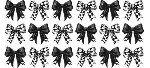 Black Gingham Bow UV DTF Cup Wrap for 16oz Libbey Can KA-19373