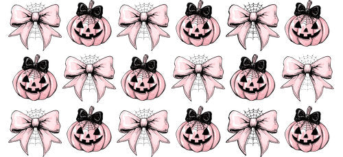 Pink Halloween Pumpkin UV DTF Cup Wrap for 16oz Libbey Can KA-19374