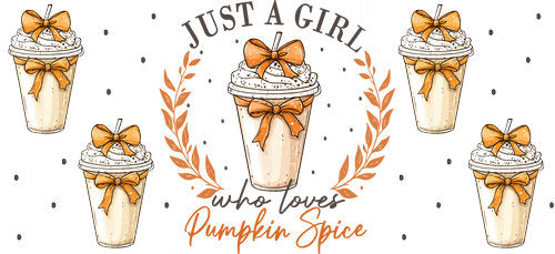Pumpkin Spice Girl UV DTF Cup Wrap for 16oz Libbey Can KA-19383