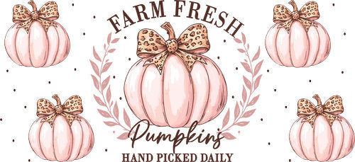 Pink Farm Fresh Pumpkin UV DTF Cup Wrap for 16oz Libbey Can KA-19395
