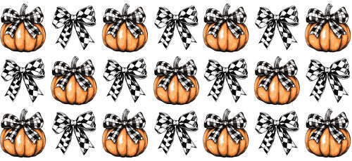Halloween Gingham Pumpkin UV DTF Cup Wrap for 16oz Libbey Can KA-19397
