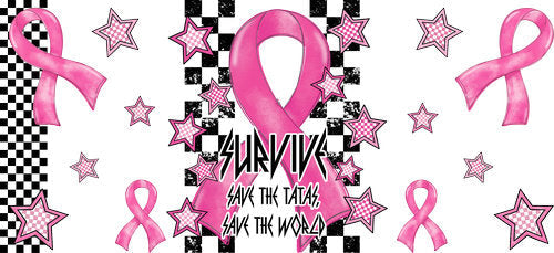 Pink Ribbon Survivor UV DTF Cup Wrap for 16oz Libbey Can KA-19401