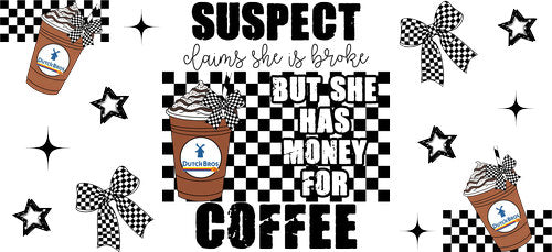 Coffee Money Checkered UV DTF Cup Wrap for 16oz Libbey Can KA-19422