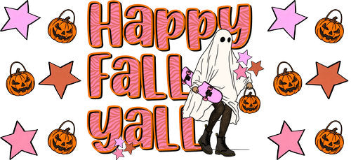 Happy Fall Ghost UV DTF Cup Wrap for 16oz Libbey Can KA-19427