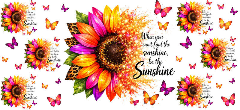 pink sunflower butterfly tumbler wrap decal