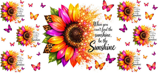 pink sunflower butterfly tumbler wrap decal