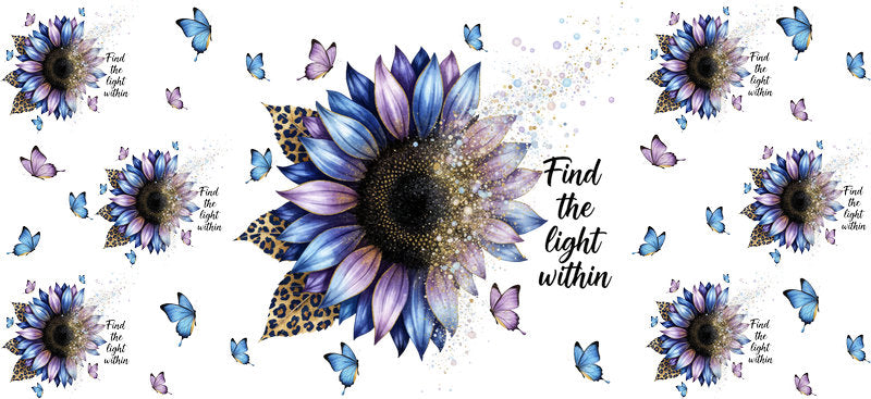 blue sunflower butterfly cup wrap decal