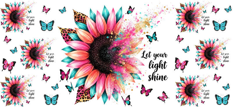 rainbow sunflower butterfly cup wrap design