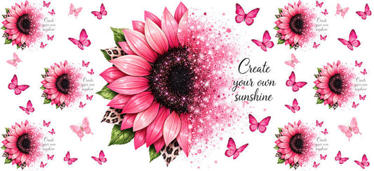 pink butterfly sunflower tumbler wrap decal
