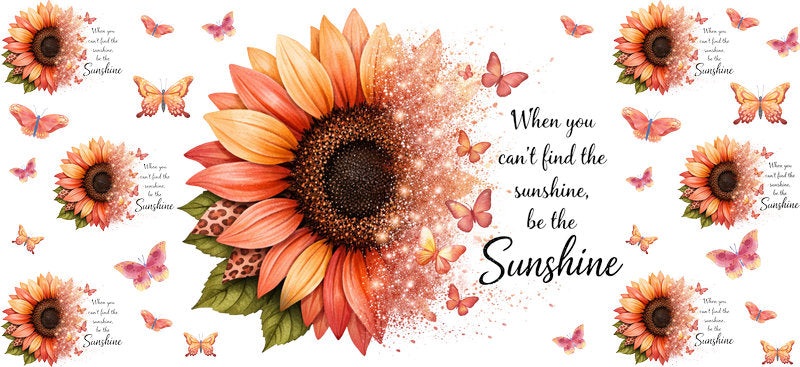 peach sunflower cup wrap decal for tumbler