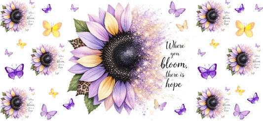 purple sunflower uv dtf cup wrap