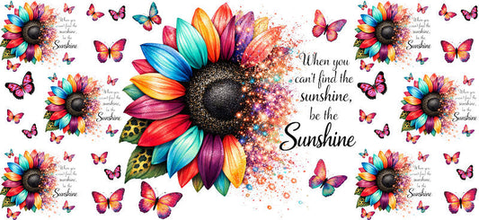 rainbow sunflower uv dtf tumbler wrap