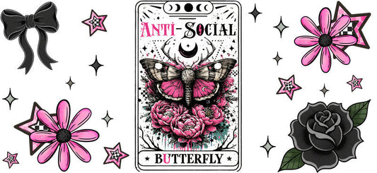 anti social butterfly tumbler wrap decal