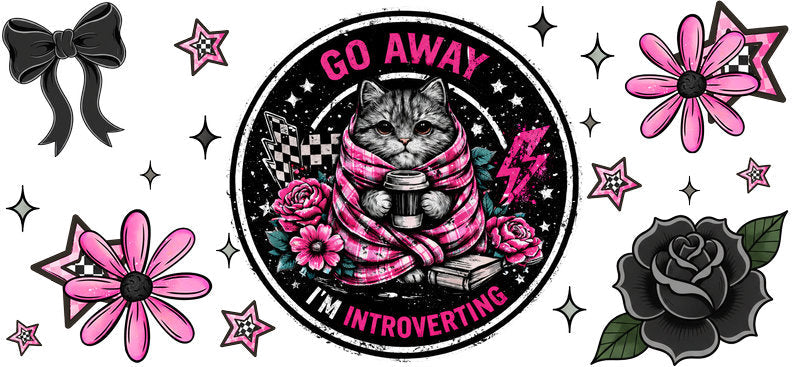 Go Away Introvert Cup Wrap Decal for Glass Cups | Wrap KA-5714