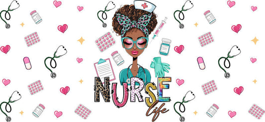 uv dtf cup wrap for libbey glass nurse design ka-5757