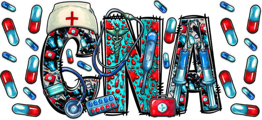 uv dtf cup wrap for libbey glass nurse design ka-5775